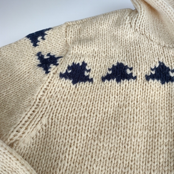 Vintage Aeropostale 100% Wool Hooded Zip-up Ski Sweater Hand Knit Size Medium - Picture 8 of 14